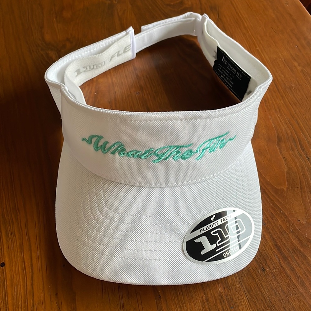 NWT Womens Flex Fit White Visor “What The Fin”